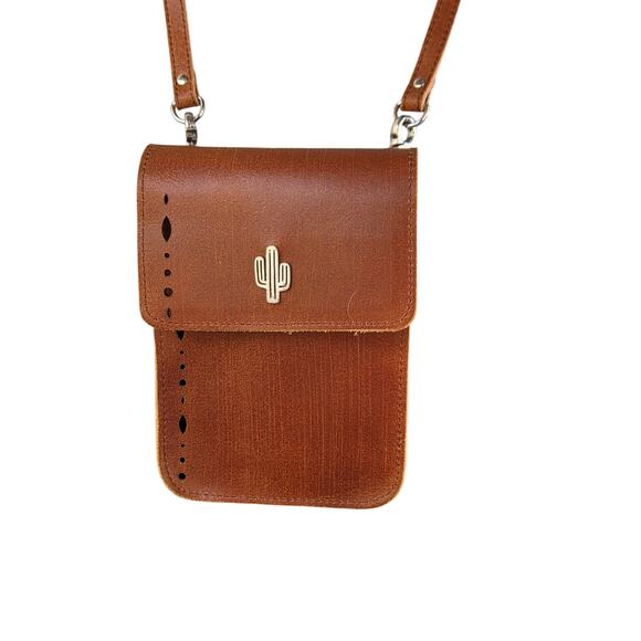 Most Wanted USA Cactus Mini Crossbody Bag Brown Leather Festival NEW - Picture 4 of 10